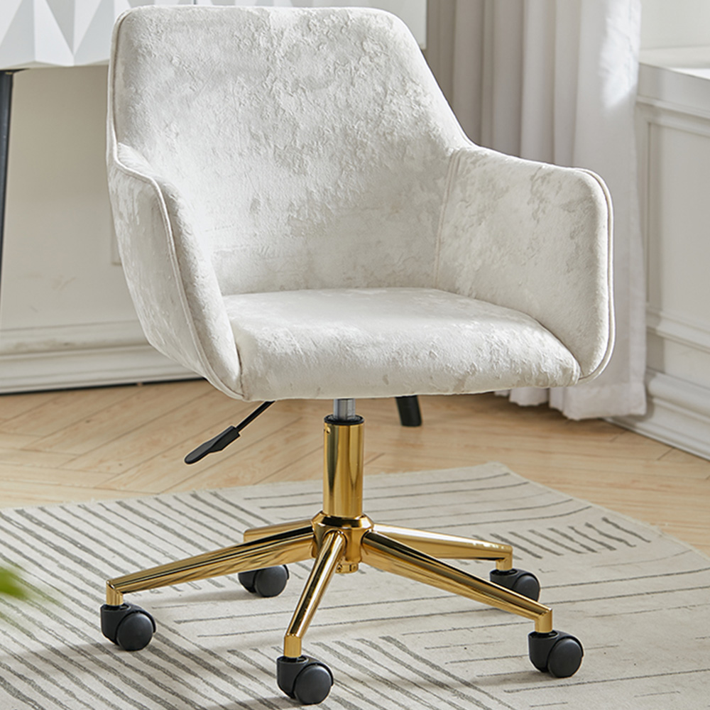 Living and Home Velvet Home Office Swivel Task Chair with Flared Arms Image 1