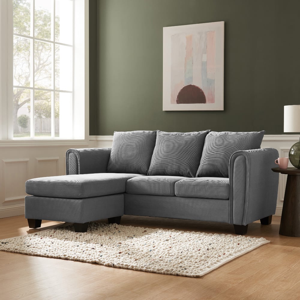Home Detail Halena 3 Seater Dark Grey L Shape Sofa with Chaise Image 9