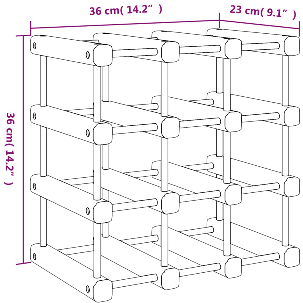 vidaXL 24 Bottle Brown Pine Wood Wine Rack Image 8