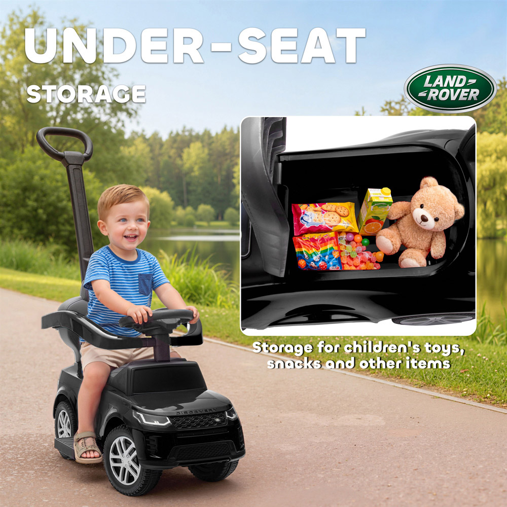 Tommy Toys AIYAPLAY 2-in-1 Black Licensed Land Rover Baby Push Car with Guardrail Image 6