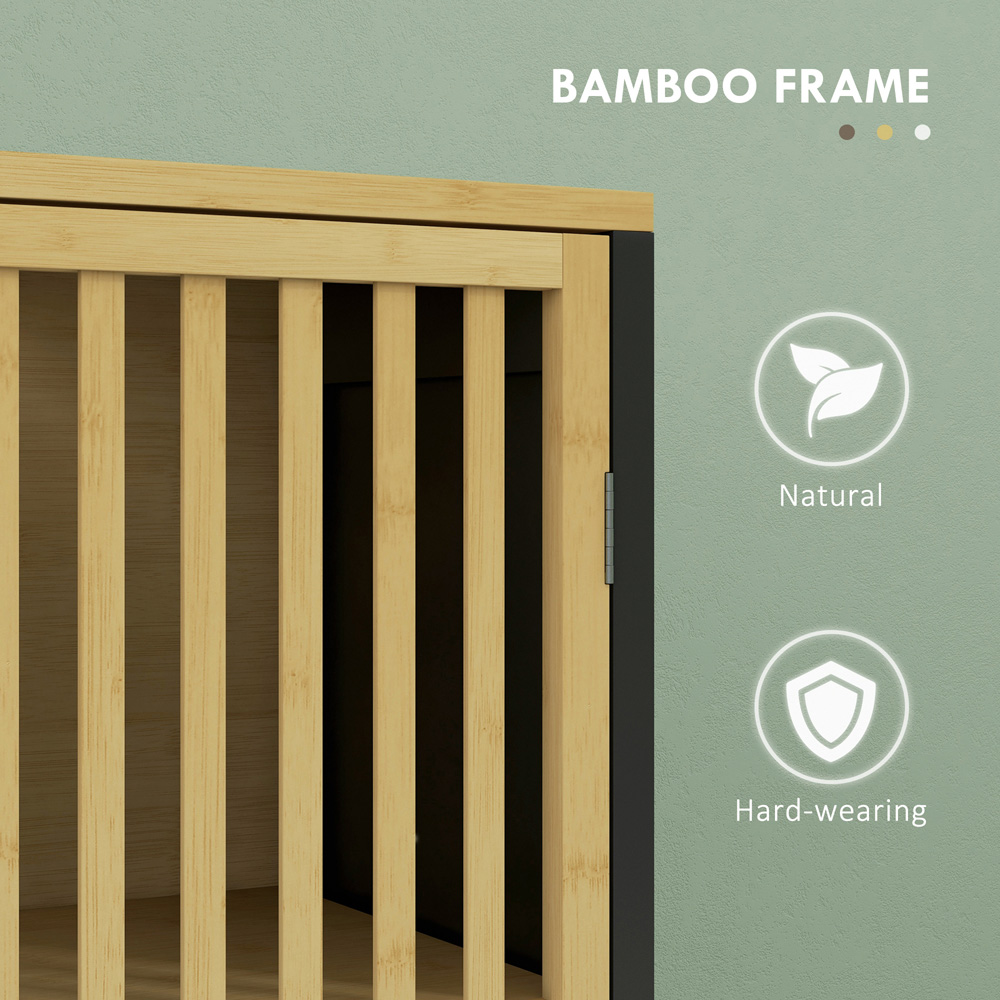 HOMCOM 2 Door Bamboo Slated Under Sink Bathroom Cabinet Image 6
