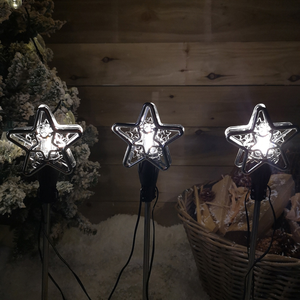 Samuel Alexander 3 Pack Warm White Star Flashing LED Christmas Pathfinder Light Image 1