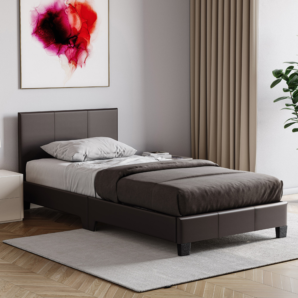 VIDA DESIGNS Lisbon Single Brown Faux Leather Bed Frame Image 5