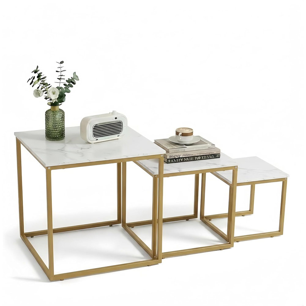 Alivio White Industrial Nest of Tables Set of 3 Image 2