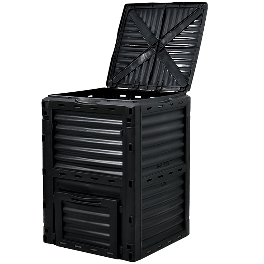 Living and Home Black Outdoor Garden Compost Bin with Ventilation 300L Image 2