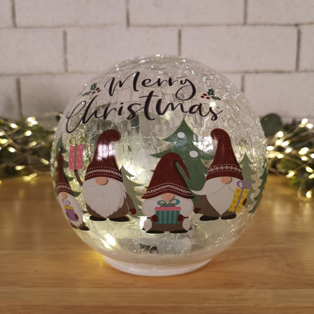Samuel Alexander Gonk Crackle Effect Glass Ball LED Christmas Decoration Image 2