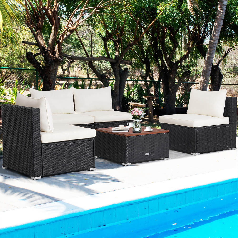 Costway 4 Seater PE Rattan Patio Bistro Set Image 3