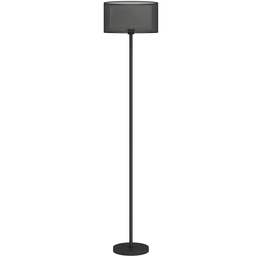 Portland Black Floor Lamp with 2 Layer Shade and Foot Switch Image 1