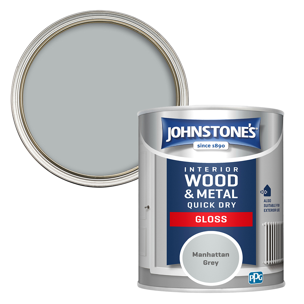 Johnstone's Quick Dry Wood and Metal Manhattan Grey Paint 750ml Image 1