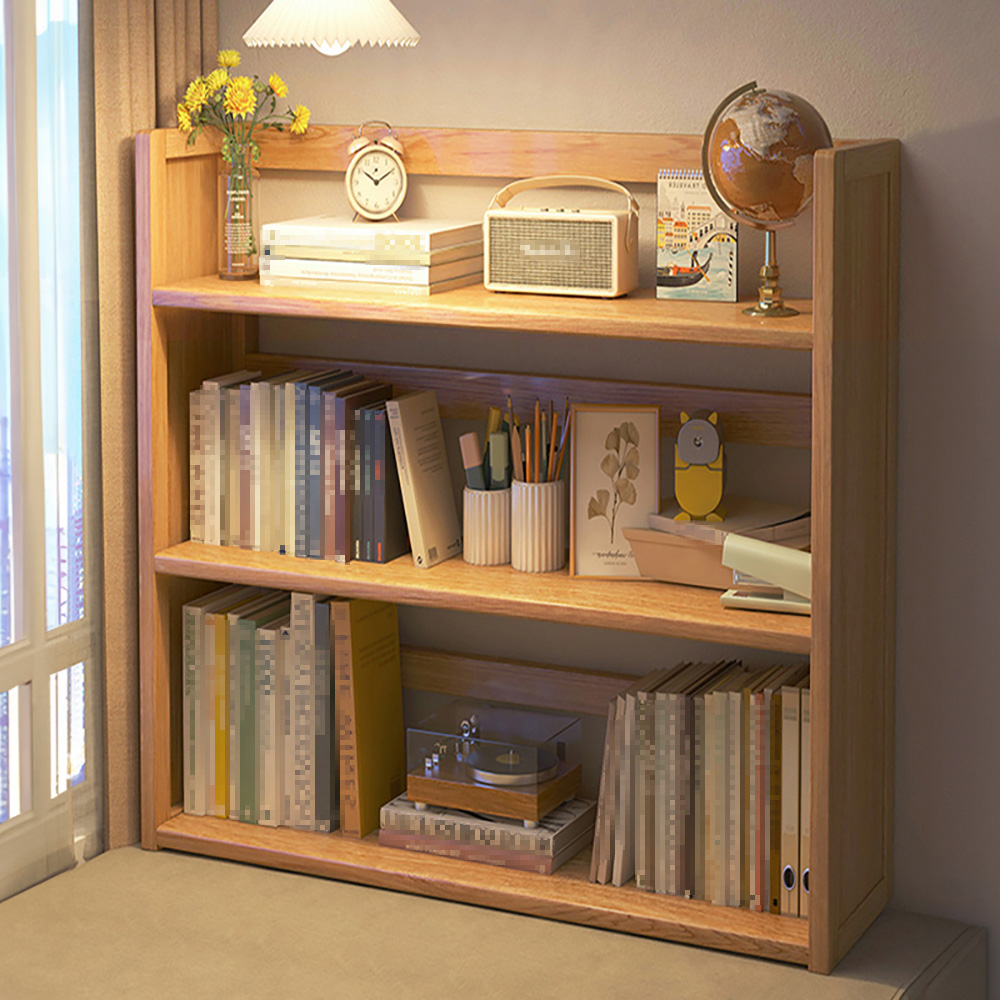 Living and Home 3 Shelf Natural Bamboo Desktop Bookshelf with Guardrail ...