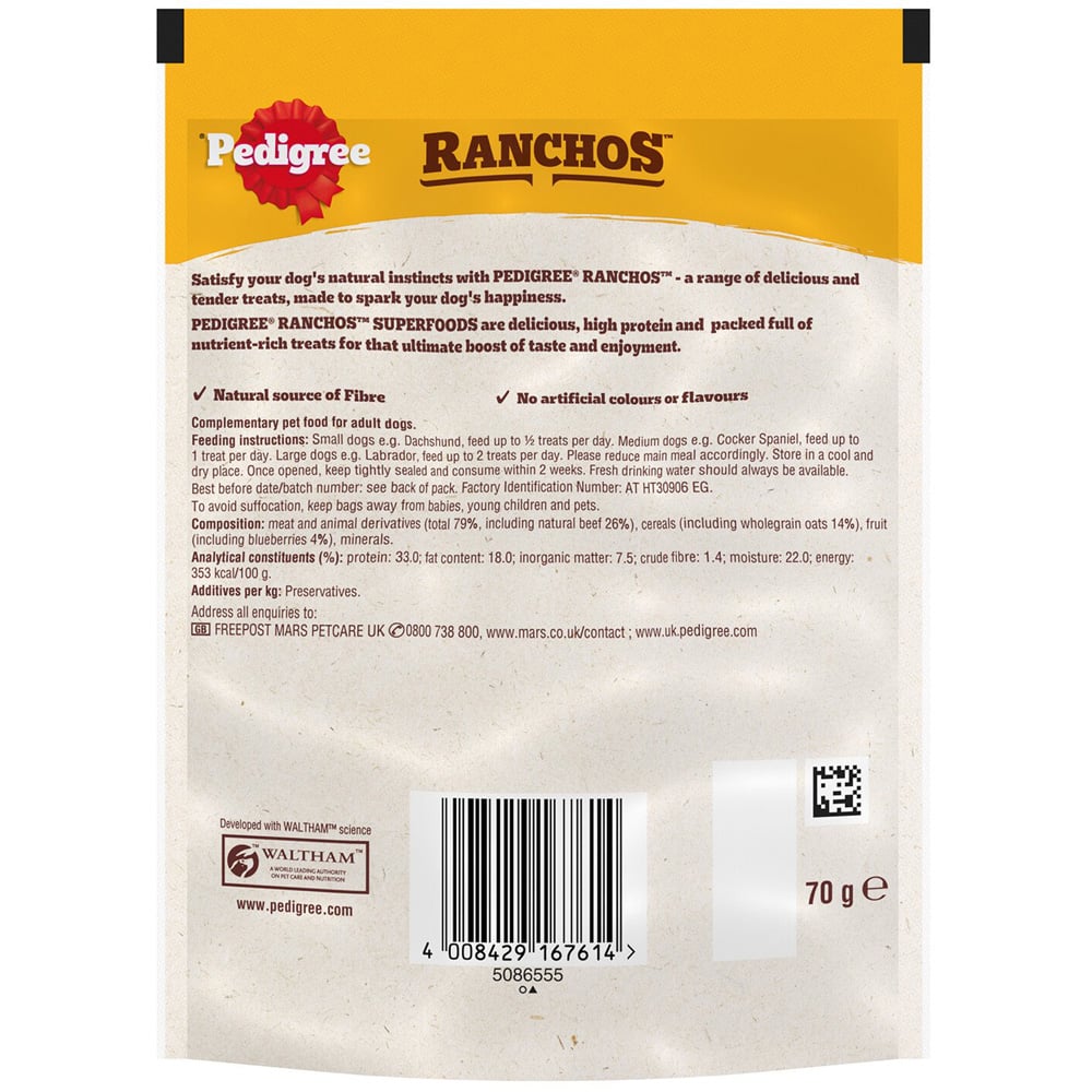 Pedigree Ranchos Dog Treats - Brown / Superfoods Beef Image 3