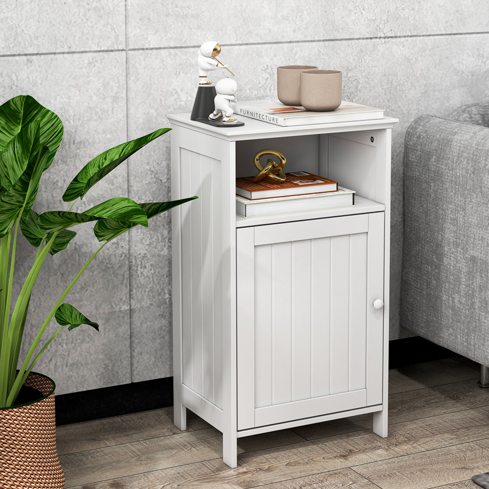 Costway White Single Door Single Shelf Side Cabinet Image 3