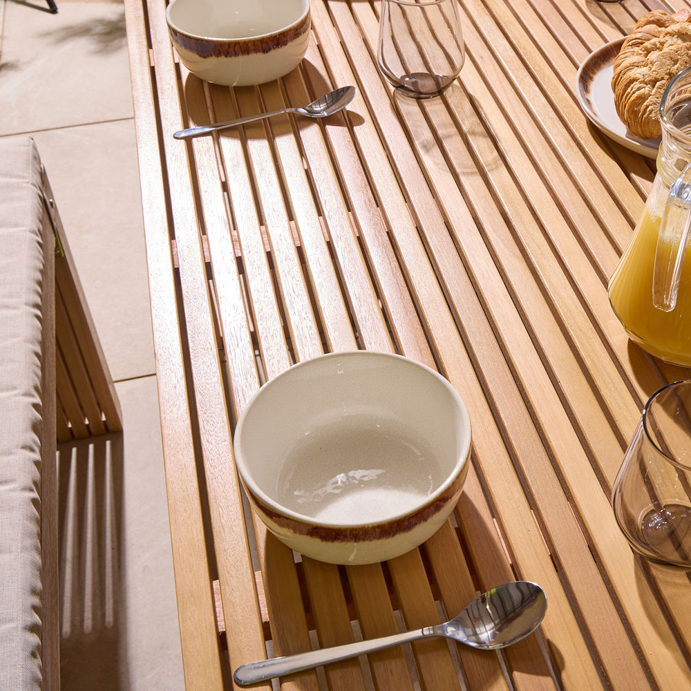 Rowlinson Kyoto 4 Seater Natural Dining Bench Set with Cushions Image 8