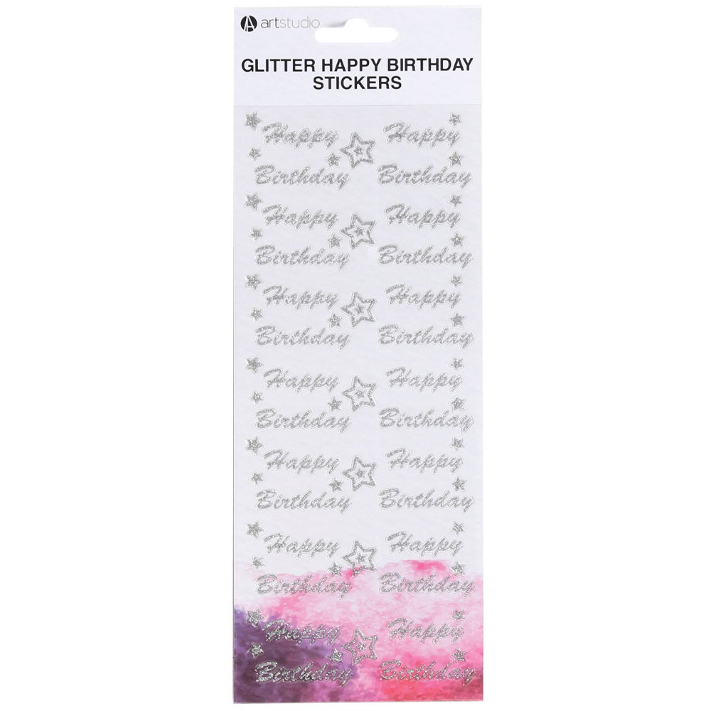 Art Studio Glitter Happy Birthday Stickers Image 3