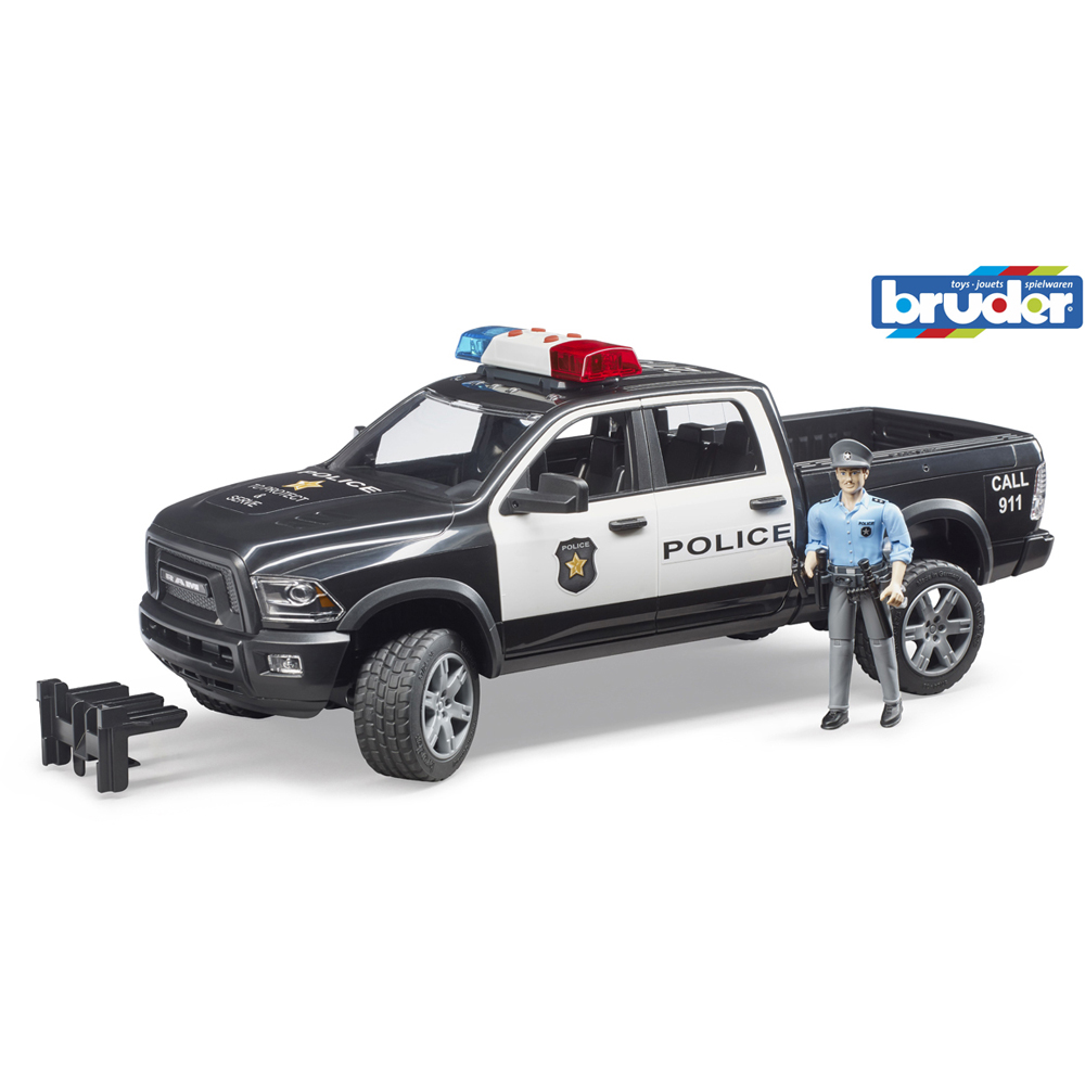 Bruder Kids RAM 2500 Police Truck with Policeman and Accessories Playset Model Image 9