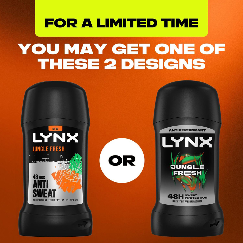 Lynx Jungle Fresh 48H Odour Protection Anti-Perspirant Deodorant Stick 50ml 3 Pack Image 7