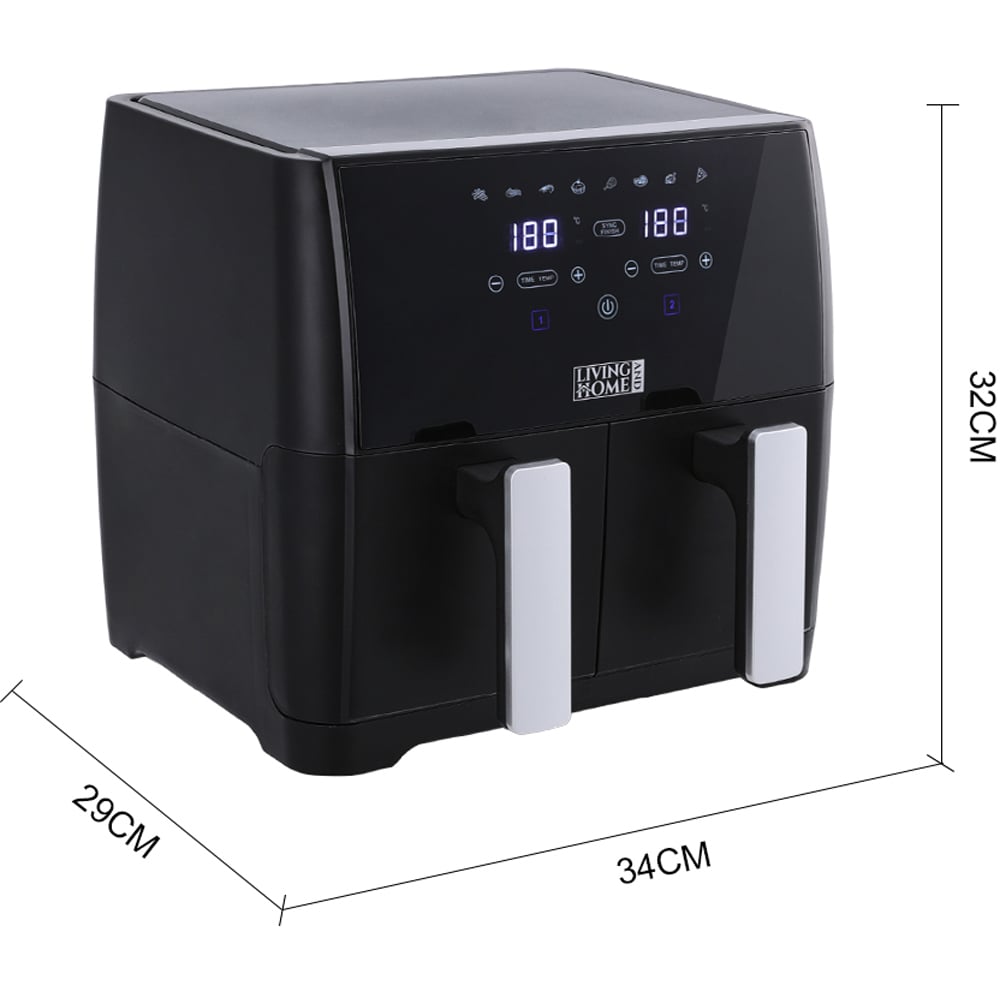 Living and Home 8L Black Dual Basket Air Fryer with Touch Screen Image 9