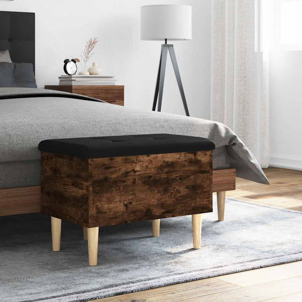 vidaXL Smoked Oak Lift-Up Seat Storage Bench Image 8