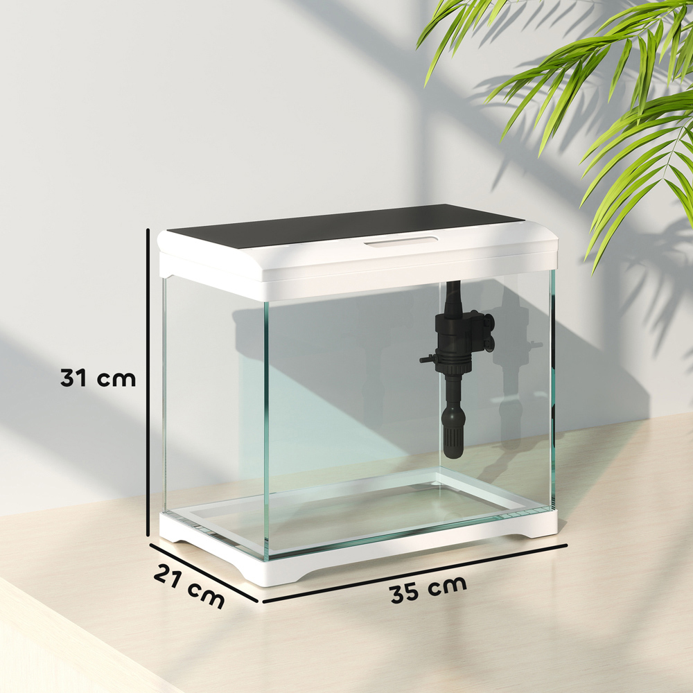 PawHut White LED Glass Fish Tank with Filter System and Water Pump 17L Image 9