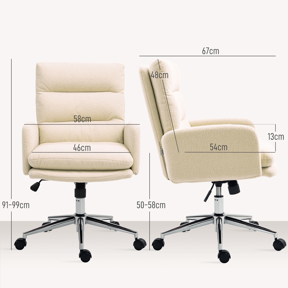 Portland Cream White Upholstered Height Adjustable Desk Chair Image 9