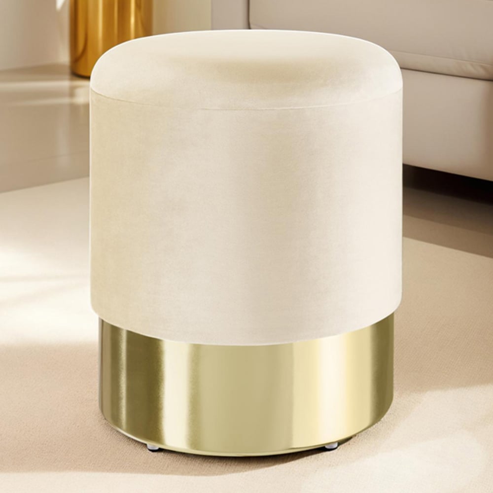 tectake Sarina Cream Padded Round Storage Stool Image 1