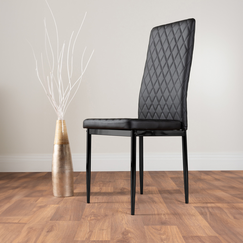 Furniturebox Valera Set of 4 Black Faux Leather Dining Chair Image 5