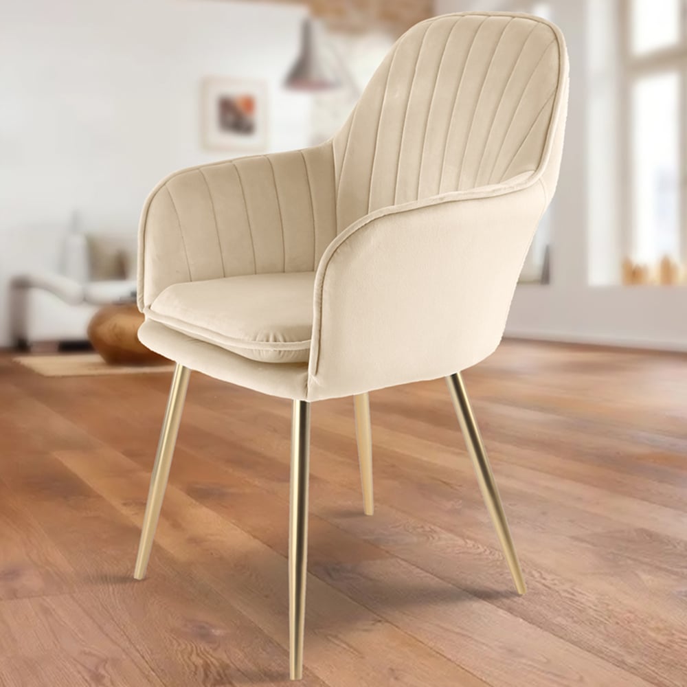 Muse Accent Chair in Velvet Upholstery - Champagne Image 1