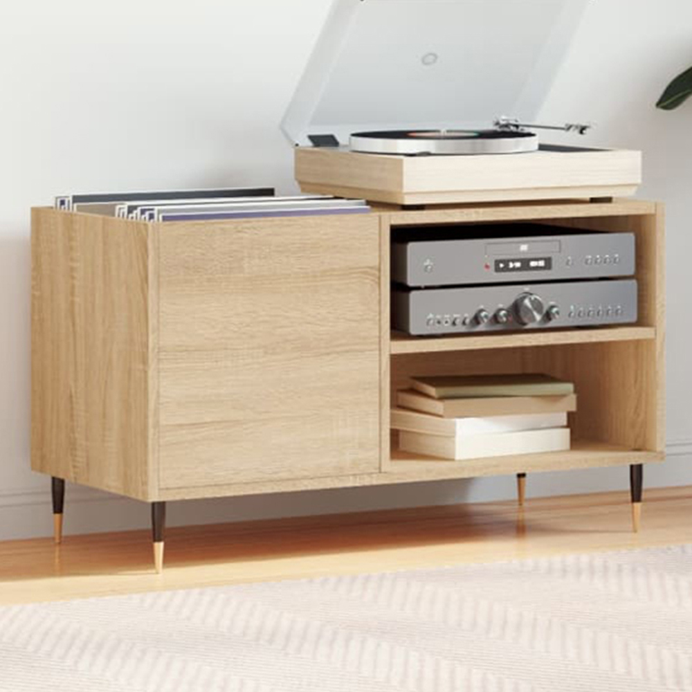 vidaXL 2 Shelf Sonoma Oak Record Cabinet Image 1