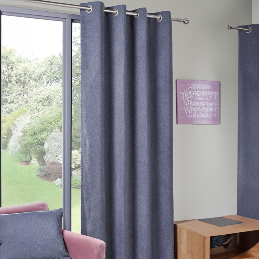 Divante Grey Brushed Effect Eyelet Panel Curtain Image