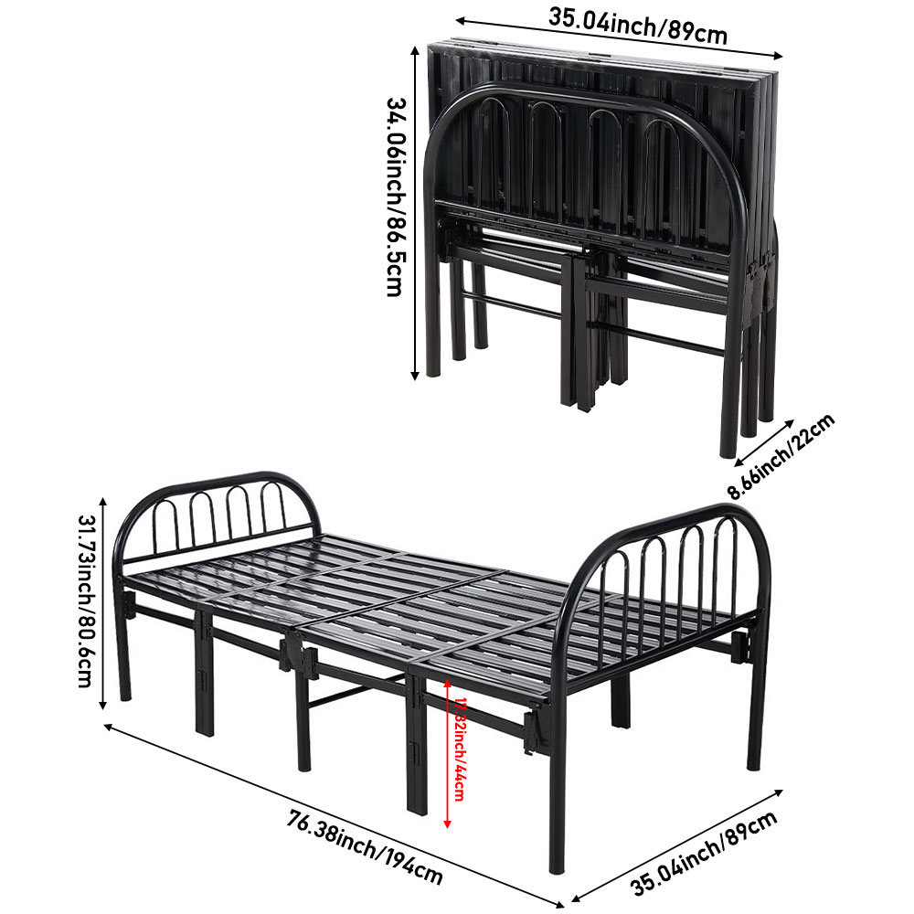 Living and Home Single Black Foldable Bed Frame Image 8