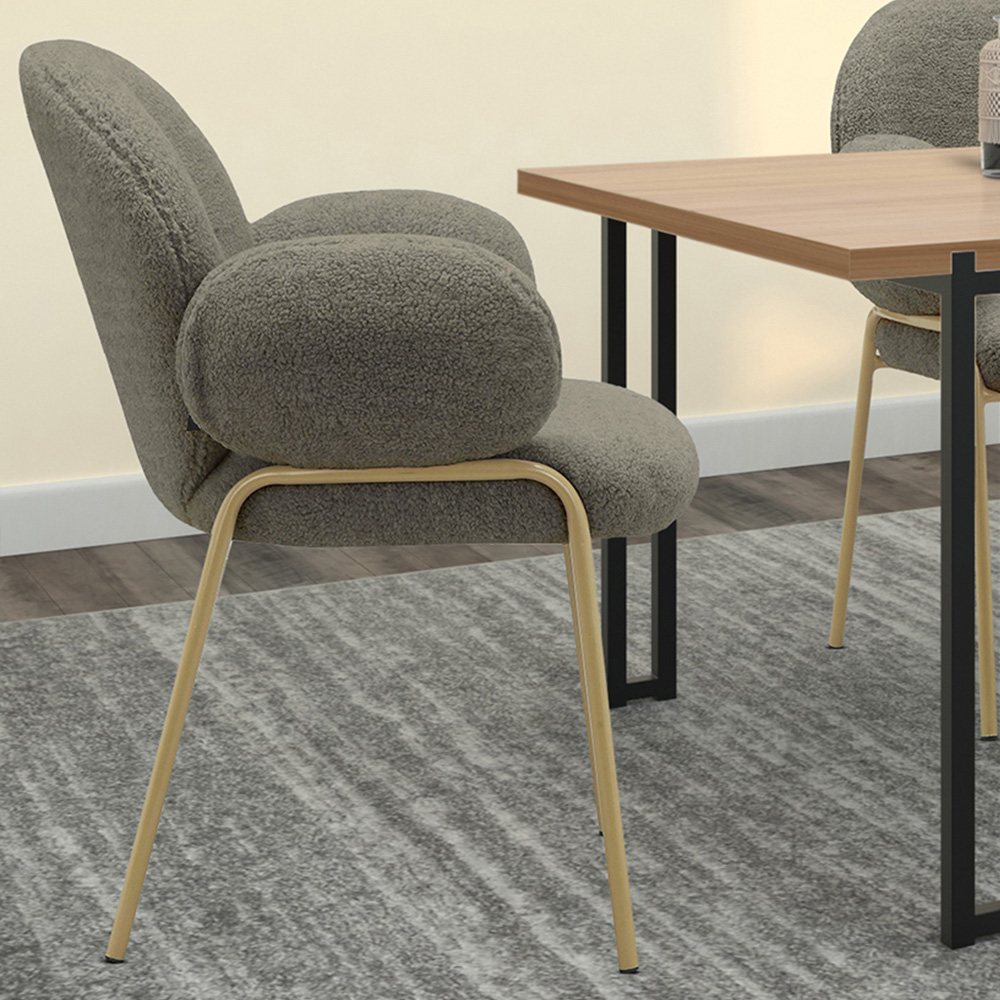 Dorel Iwama Set of 2 Dark Mink Teddy Fabric Dining Chair Image 1