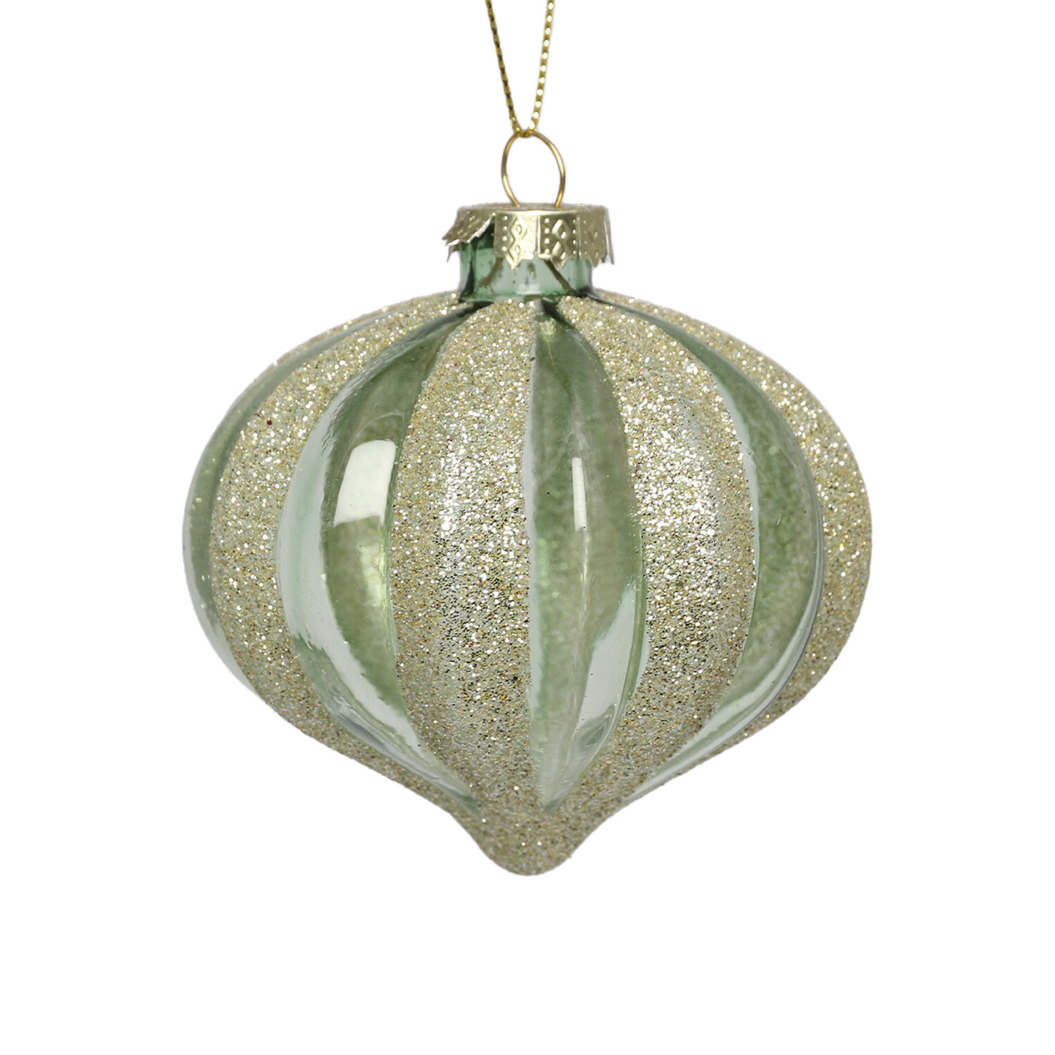 Single Royal Emerald Clear and Champagne Glitter Bauble in Assorted styles Image 2