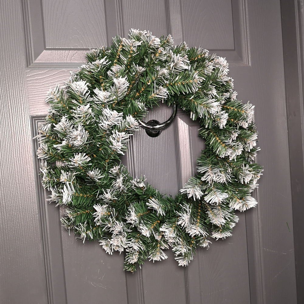 Samuel Alexander Premier Snow Tipped Green Pine PVC Christmas Door Wreath 55cm Image 2