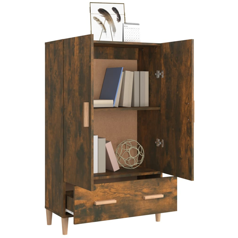 vidaXL 2 Door Single Drawer Smoked Oak Highboard Image 6