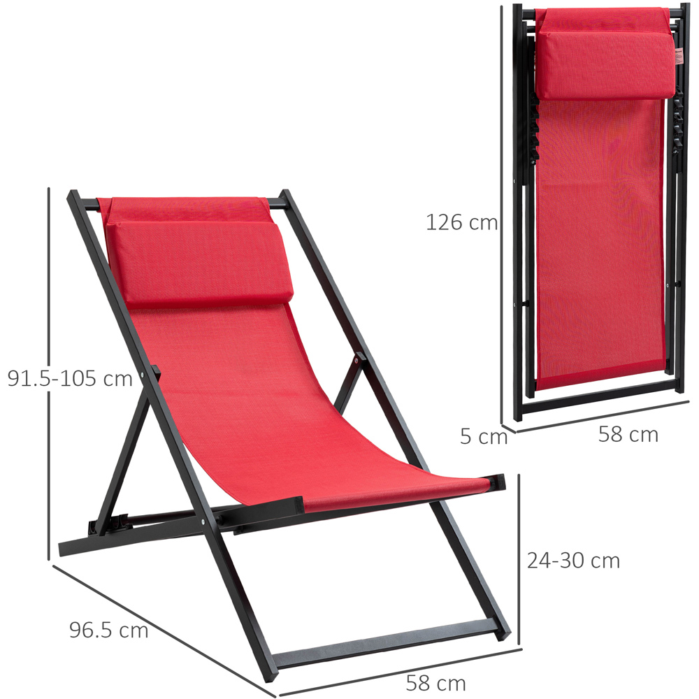 Outsunny Set of 2 Red Foldable Deck Chairs Image 9
