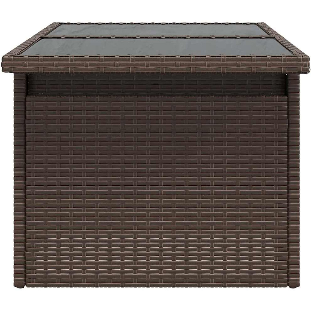 Walplus 2 Seater Brown Poly Rattan Liftable Glass Top Convertible Garden Dining Table Image 5