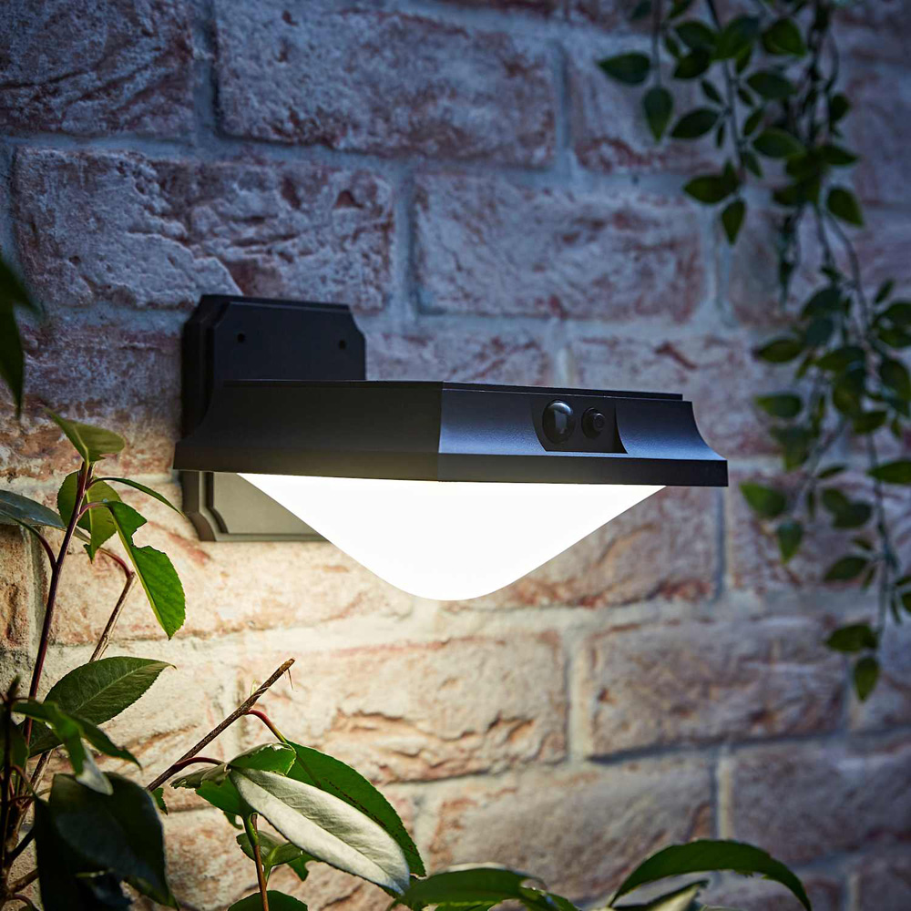 ValueLights Matte Black Solar LED Outdoor Wall Downlight with PIR Motion Sensor Image 6