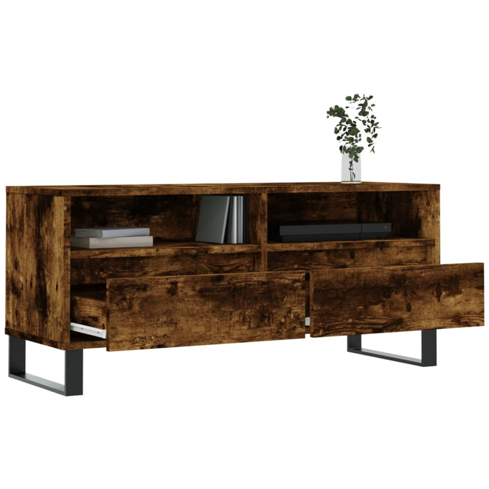 vidaXL 2 Drawer 2 Shelf Smoked Oak TV Cabinet Image 4