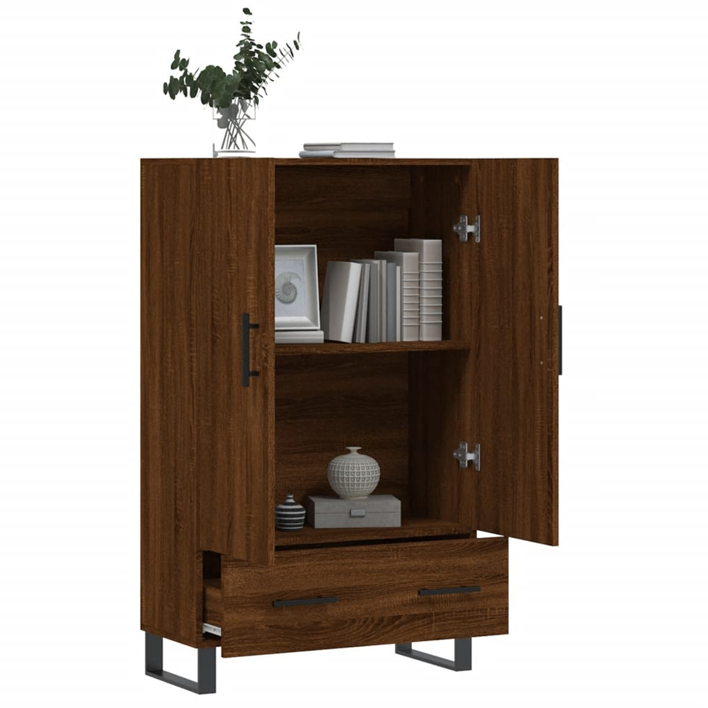 vidaXL 2 Door Single Drawer Brown Oak Highboard Image 4