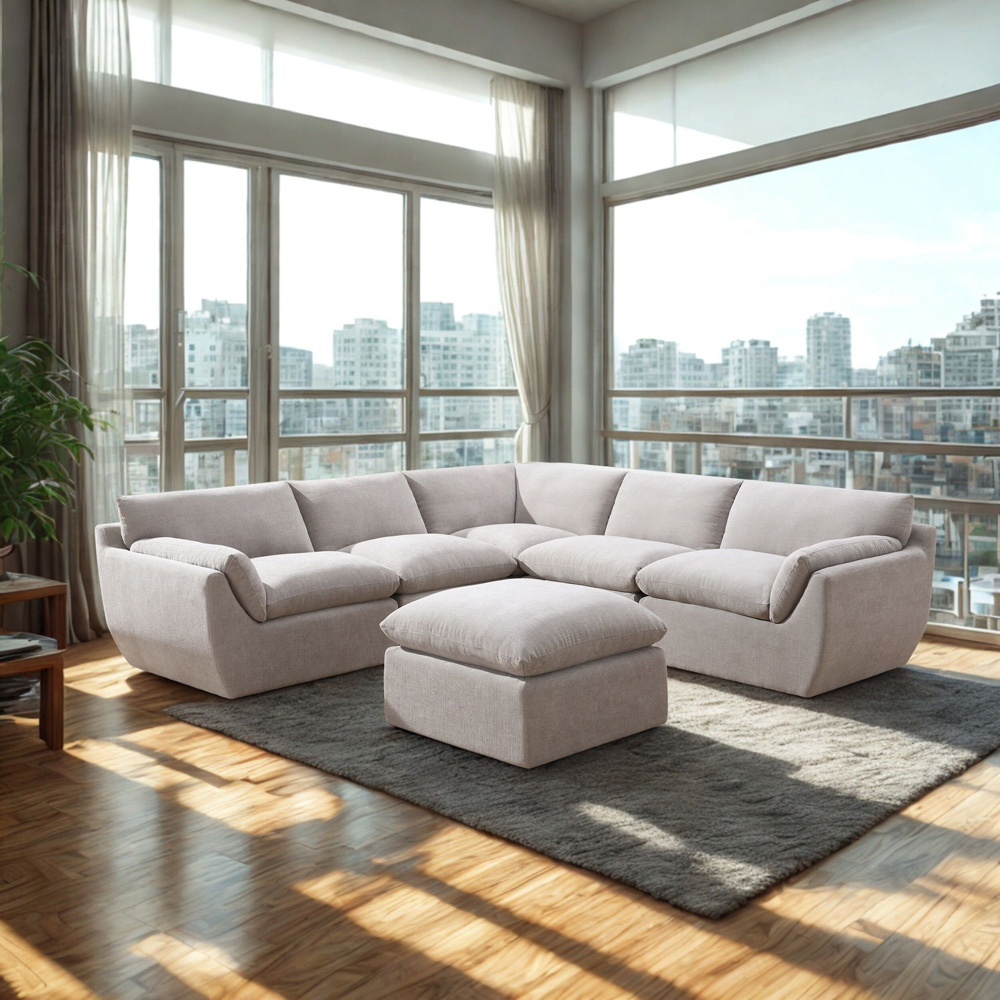 Wiliamsburg Biscuit 5 Seater Sofa with Ottoman Image 3