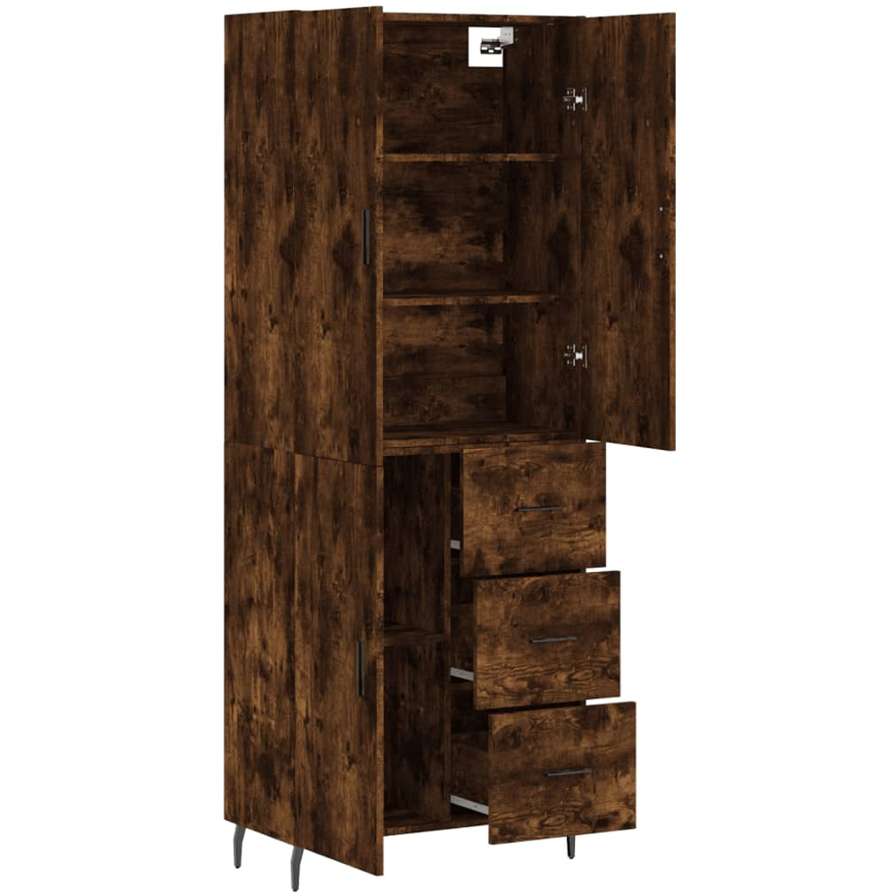 vidaXL 3 Door 3 Shelf Smoked Oak Highboard Image 4