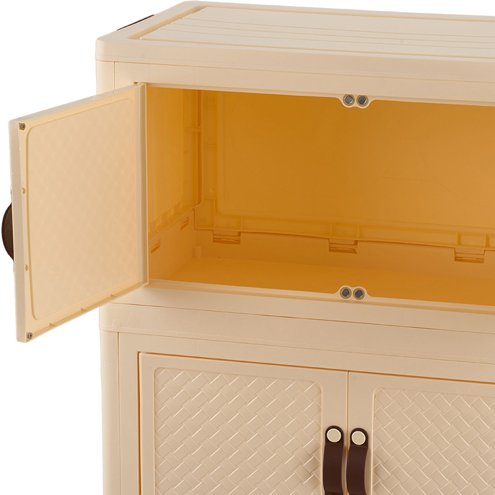 Living and Home 4-Tier Cream Foldable Storage Cabinet with Castors Image 4