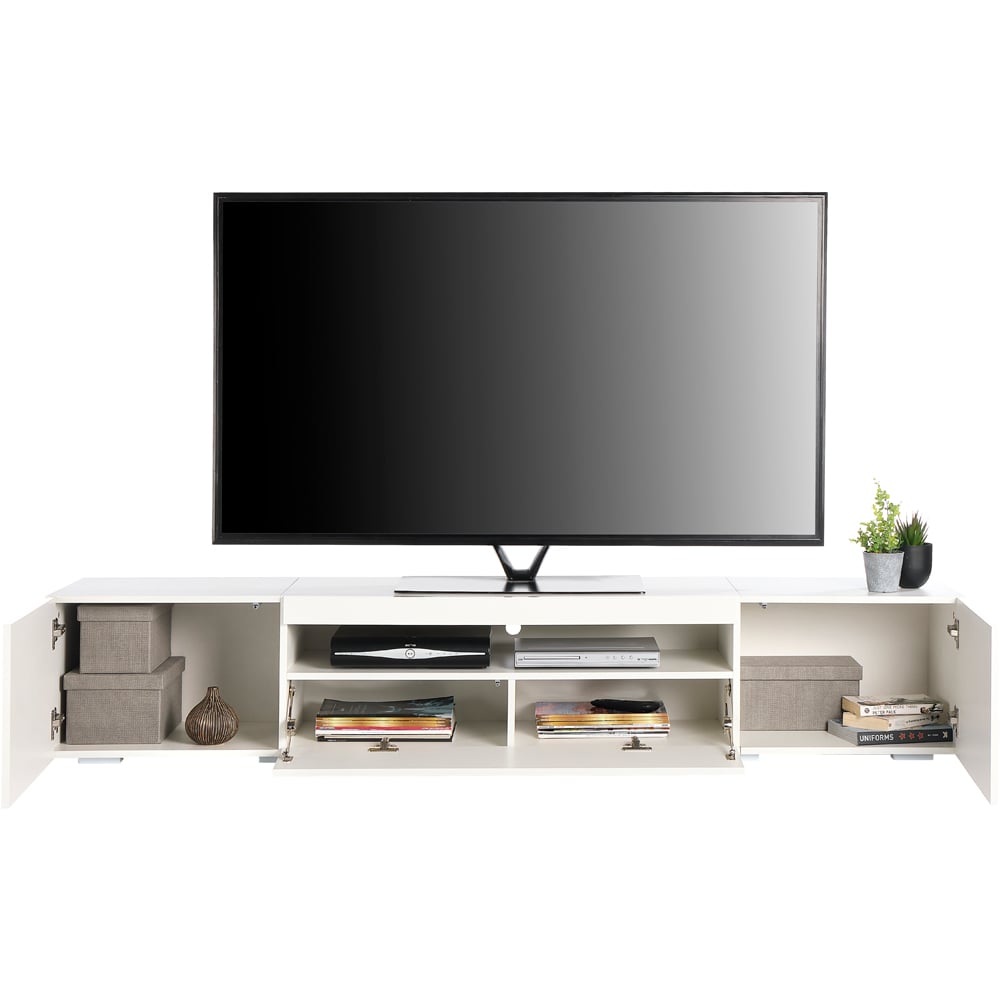 MMT Furniture Designs 3 Door Single Shelf Matt Gloss White Modern TV Unit Image 5