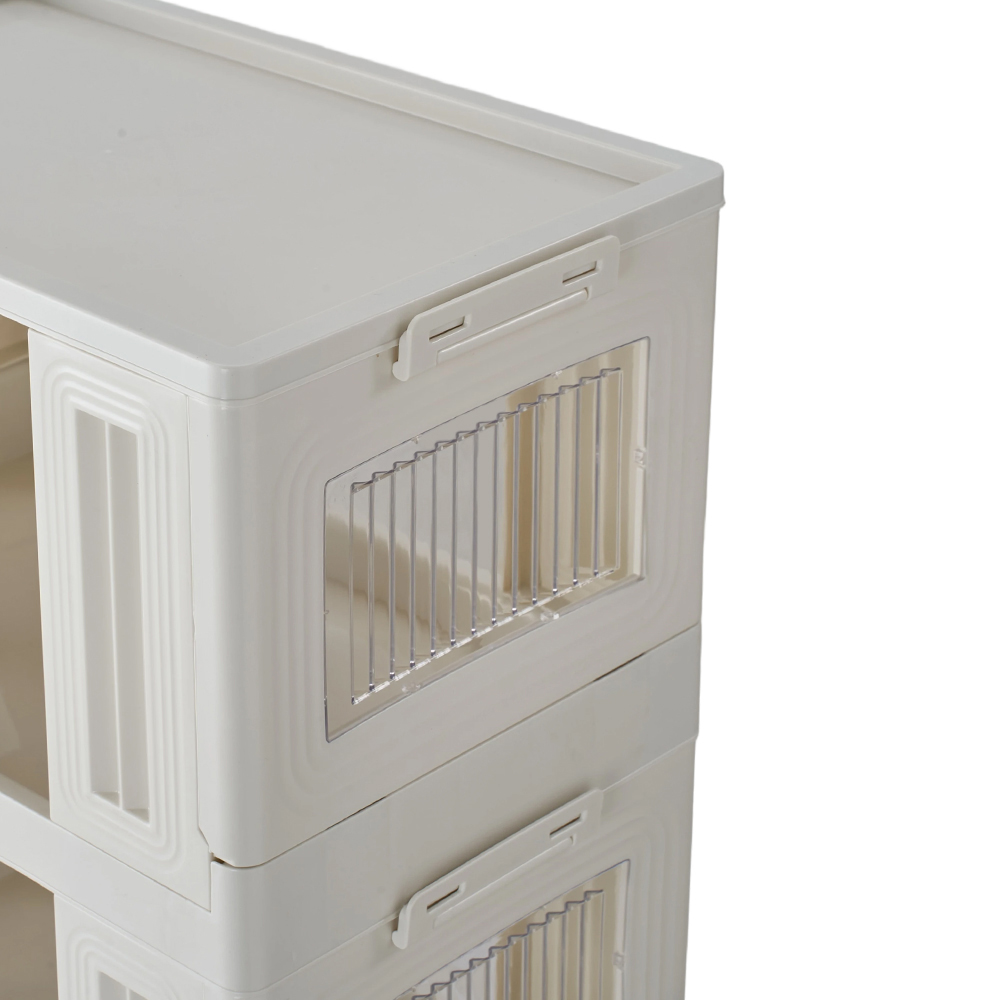 Living and Home 4 Tier White Foldable Storage Cart with Wheels Image 4