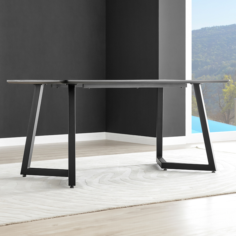 Furniturebox Copeland 6 Seater Dining Table White Marble Effect and Black Image 6