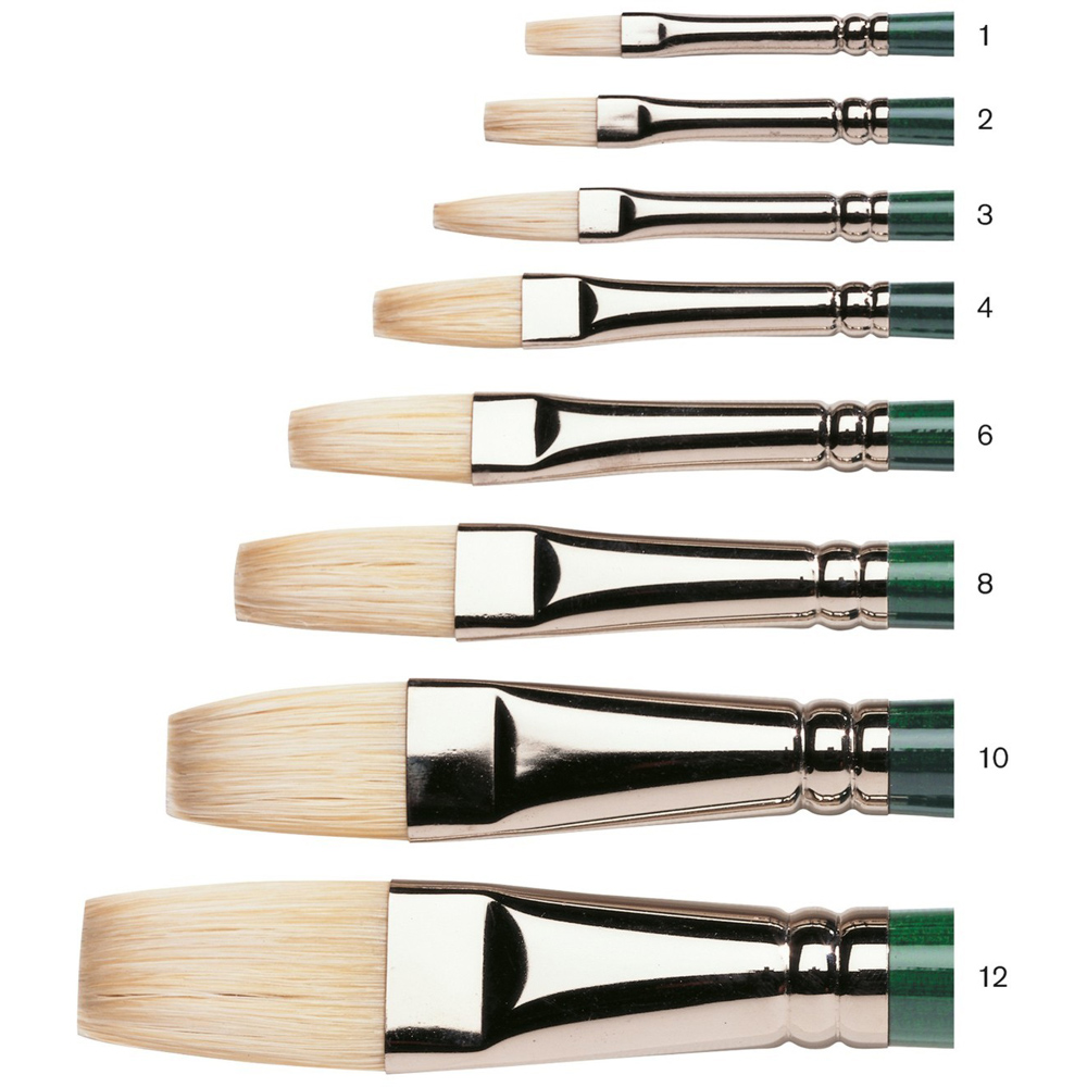 Winsor and Newton Winton Flat Long Handled Hog Brushes - No. 2 Image 1