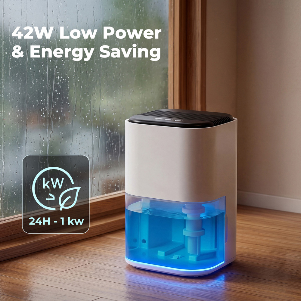 Spector White Electric Dehumidifier with LED Light and Timer 2000ml Image 3
