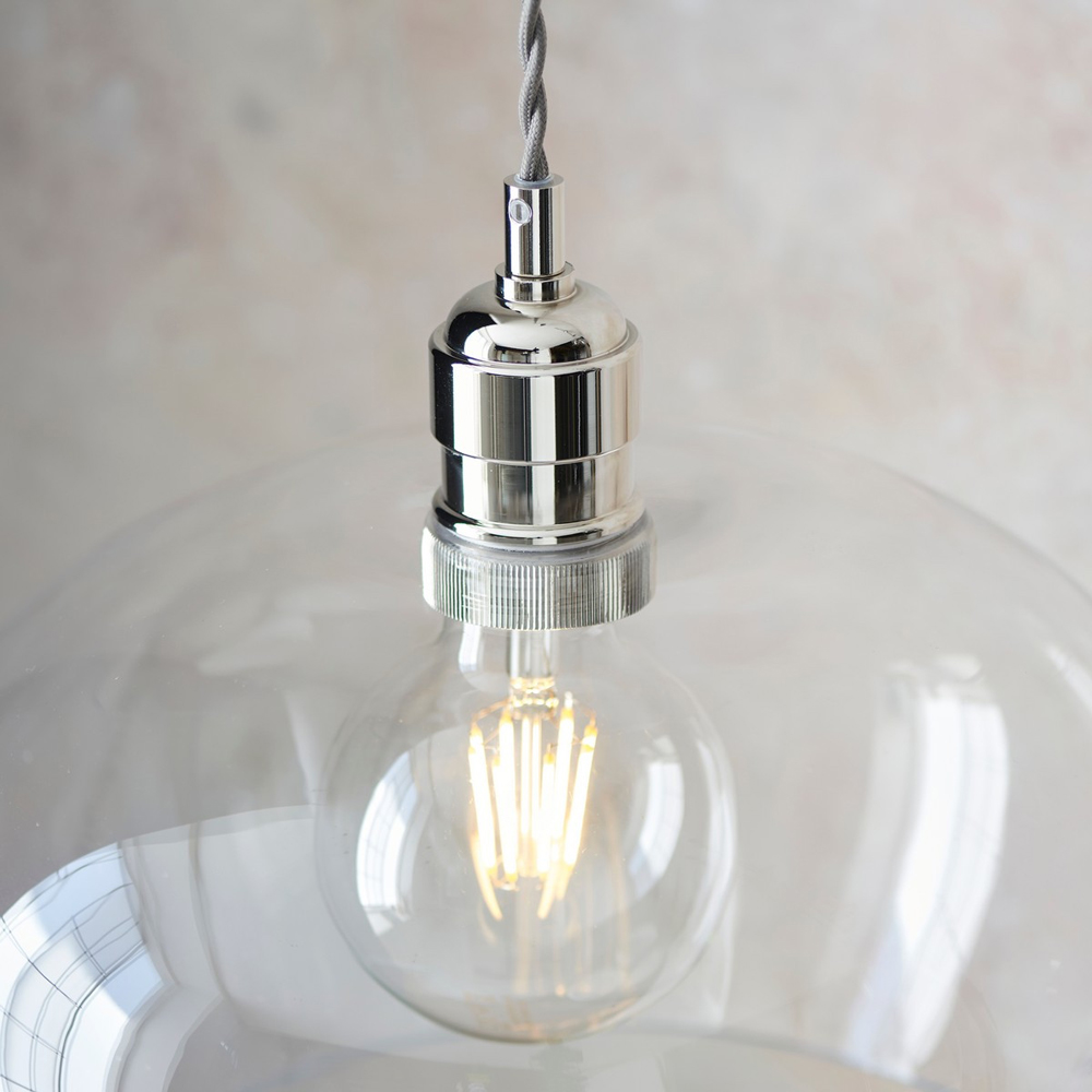 Merano Livorno Clear Glass Bright Nickel Plate Small Round Pendant Ceiling Lamp Image 4