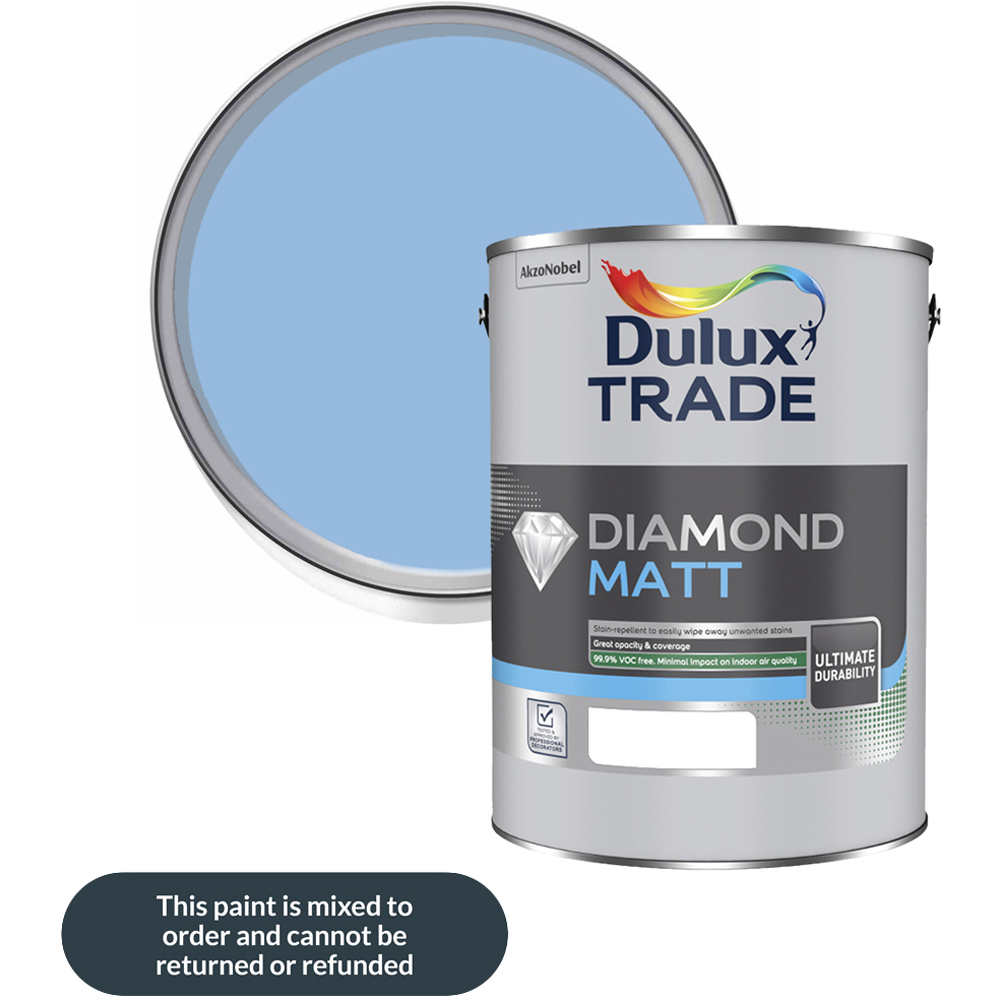 Dulux Trade Blue Babe Walls and Ceilings Diamond Matt Paint 5L Image 1