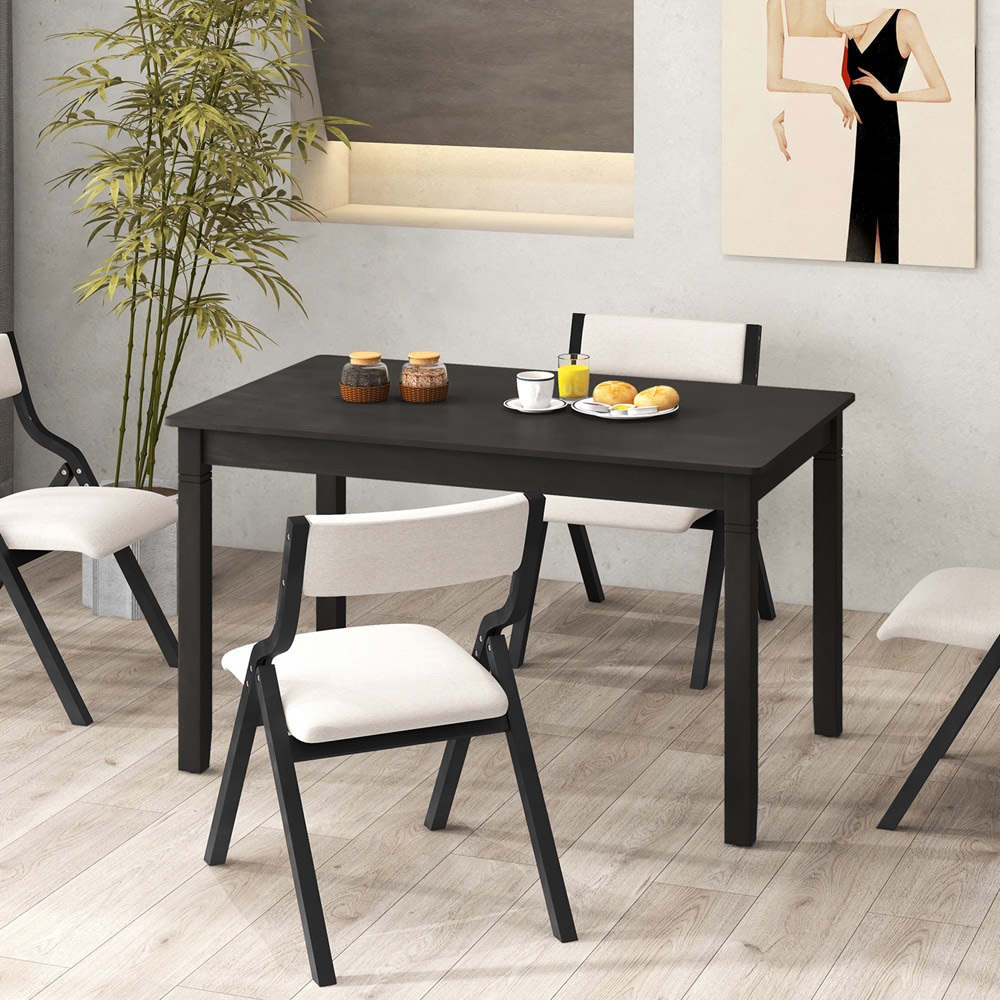 Costway 4 Seater Wooden Rectangular Dining Table Black Image 3